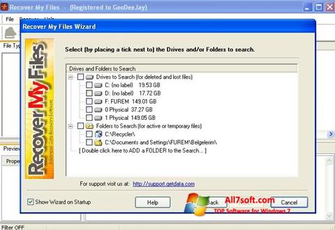Zrzut ekranu Recover My Files na Windows 7
