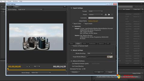 Zrzut ekranu Adobe Media Encoder na Windows 7