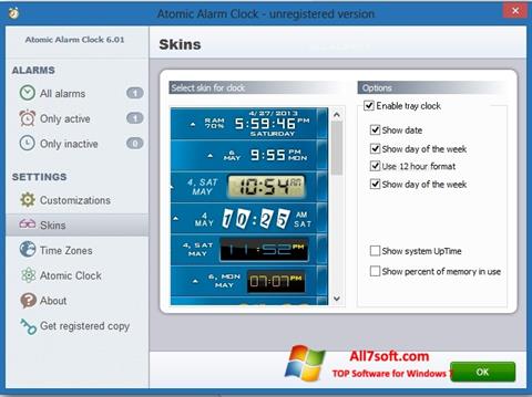 Zrzut ekranu Atomic Alarm Clock na Windows 7