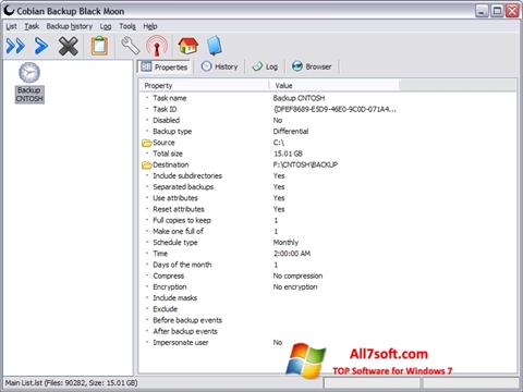 Zrzut ekranu Cobian Backup na Windows 7