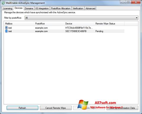 Zrzut ekranu Microsoft ActiveSync na Windows 7