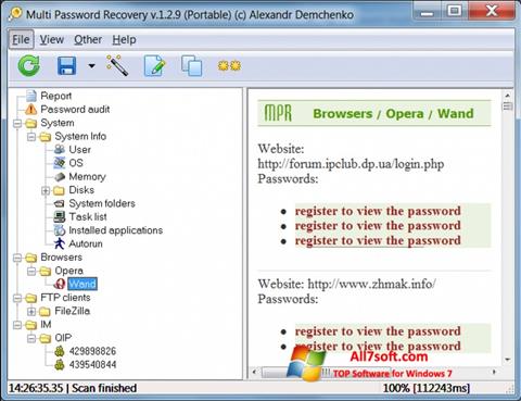 Zrzut ekranu Multi Password Recovery na Windows 7