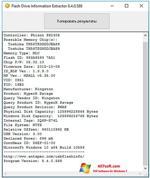 Zrzut ekranu Flash Drive Information Extractor na Windows 7