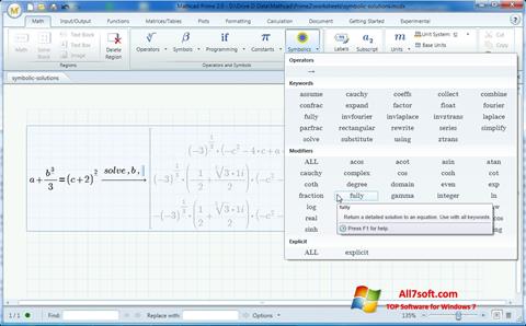 Zrzut ekranu MathCAD na Windows 7