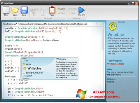 Zrzut ekranu Small Basic na Windows 7