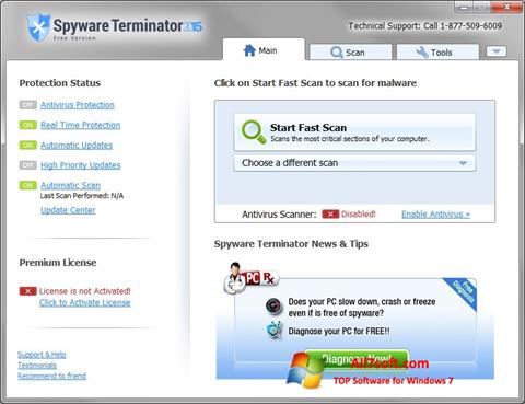 Zrzut ekranu Spyware Terminator na Windows 7