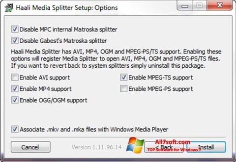 Zrzut ekranu Haali Media Splitter na Windows 7