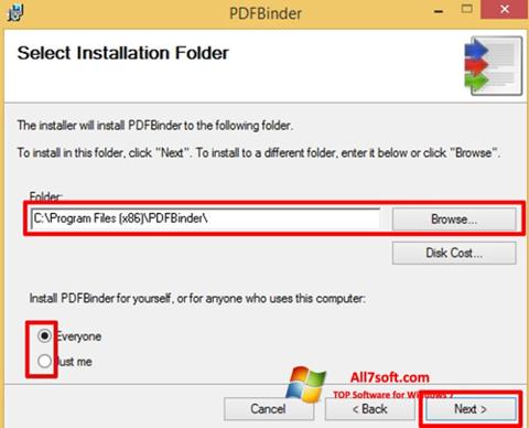 Zrzut ekranu PDFBinder na Windows 7