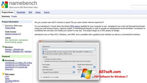 Zrzut ekranu NameBench na Windows 7