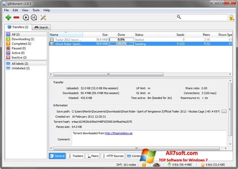 Zrzut ekranu qBittorrent na Windows 7