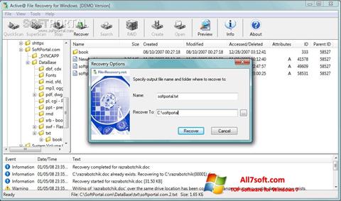 Zrzut ekranu Active File Recovery na Windows 7