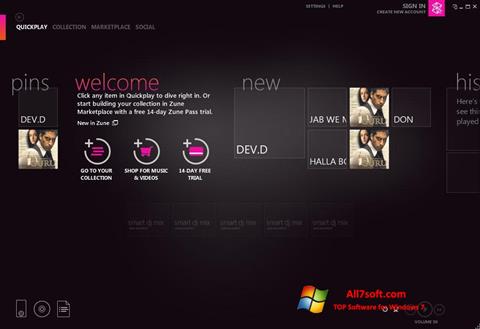 Zrzut ekranu Zune na Windows 7