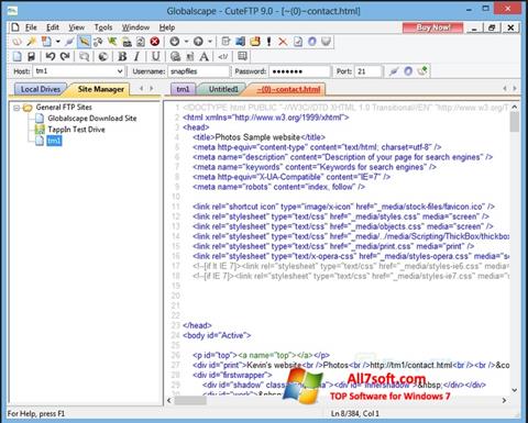 Zrzut ekranu CuteFTP na Windows 7