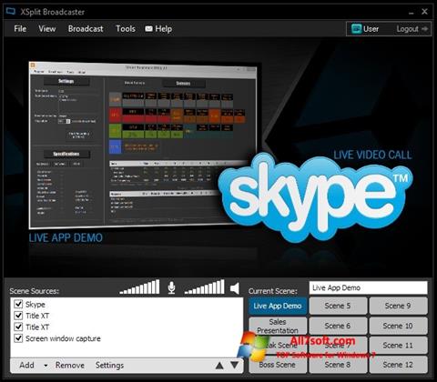 Zrzut ekranu XSplit Broadcaster na Windows 7