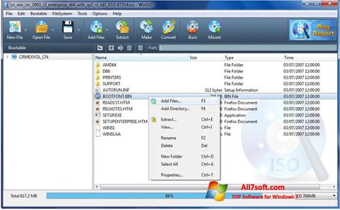 Zrzut ekranu WinISO na Windows 7