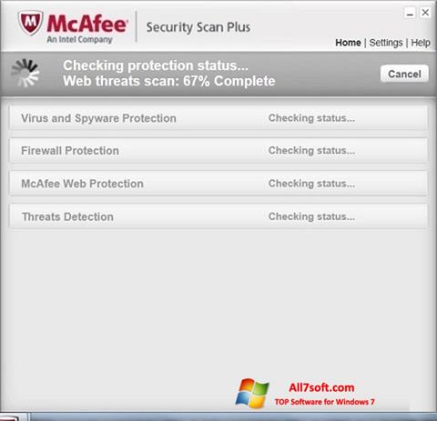 Zrzut ekranu McAfee Security Scan Plus na Windows 7