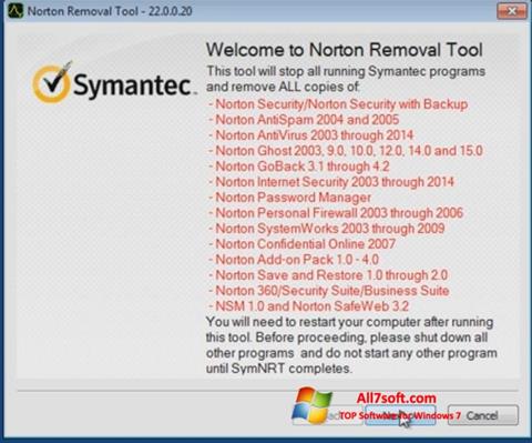 Zrzut ekranu Norton Removal Tool na Windows 7