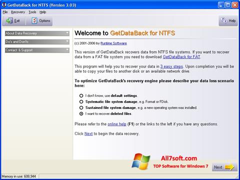 Zrzut ekranu GetDataBack na Windows 7