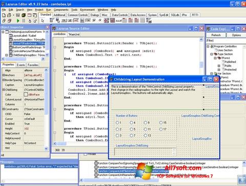 Zrzut ekranu Lazarus na Windows 7