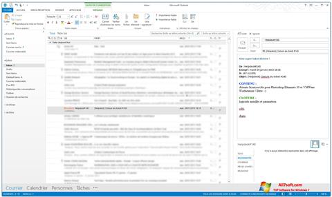 Zrzut ekranu Microsoft Outlook na Windows 7