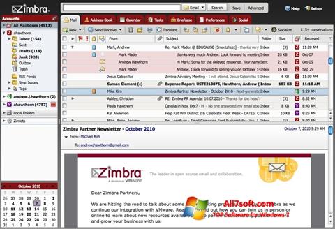 Zrzut ekranu Zimbra Desktop na Windows 7