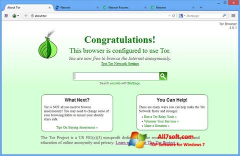 Zrzut ekranu Tor na Windows 7