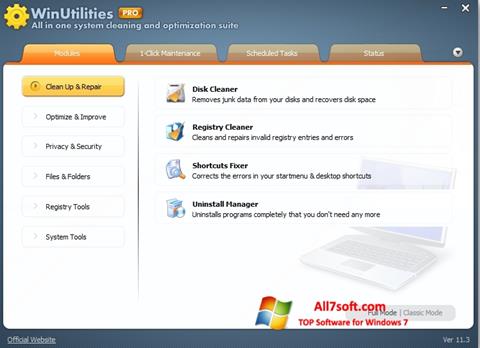 Zrzut ekranu WinUtilities Memory Optimizer na Windows 7