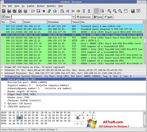 Zrzut ekranu Wireshark na Windows 7