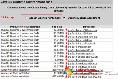 Zrzut ekranu Java Runtime Environment na Windows 7