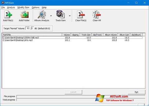 Zrzut ekranu MP3Gain na Windows 7