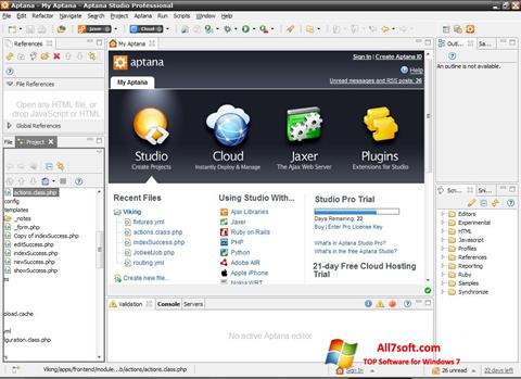 Zrzut ekranu Aptana Studio na Windows 7