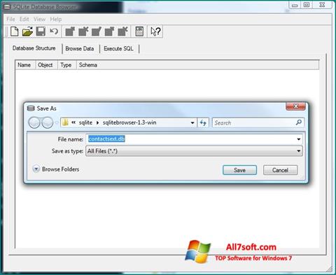 Zrzut ekranu SQLite Database Browser na Windows 7