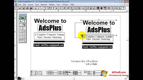 Zrzut ekranu Adobe PageMaker na Windows 7