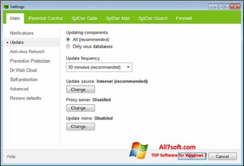 Zrzut ekranu Dr.Web Security Space na Windows 7