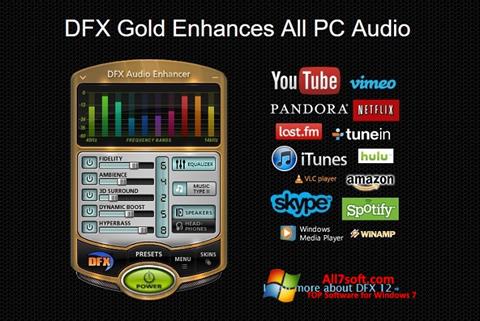 Zrzut ekranu DFX Audio Enhancer na Windows 7