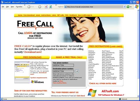Zrzut ekranu FreeCall na Windows 7