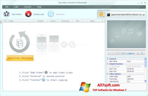Zrzut ekranu Any Video Converter na Windows 7