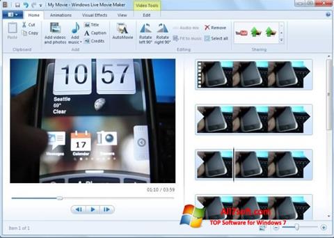 Zrzut ekranu Windows Movie Maker na Windows 7