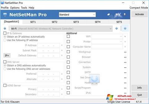 Zrzut ekranu NetSetMan na Windows 7