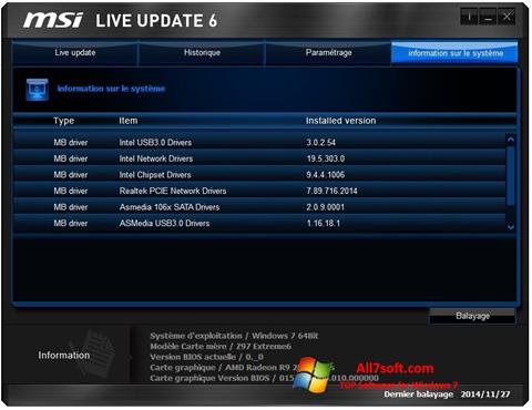 Zrzut ekranu MSI Live Update na Windows 7