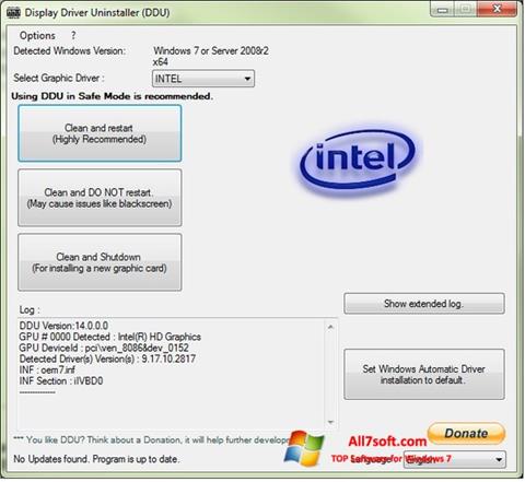 Zrzut ekranu Display Driver Uninstaller na Windows 7