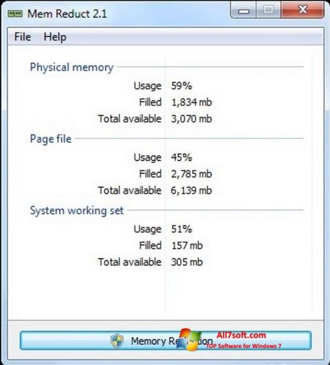Zrzut ekranu Mem Reduct na Windows 7