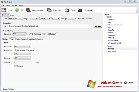 Zrzut ekranu HandBrake na Windows 7