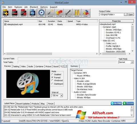 Zrzut ekranu MediaCoder na Windows 7