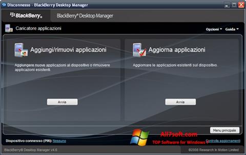 Zrzut ekranu BlackBerry Desktop Manager na Windows 7