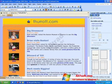 Zrzut ekranu Microsoft FrontPage na Windows 7