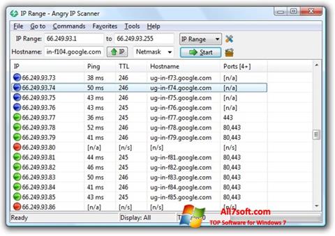 Zrzut ekranu Angry IP Scanner na Windows 7