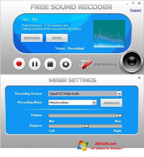 Zrzut ekranu Free Sound Recorder na Windows 7