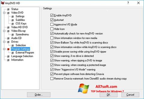 Zrzut ekranu AnyDVD na Windows 7