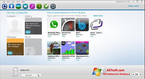 Zrzut ekranu Nokia PC Suite na Windows 7
